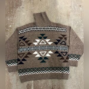 Christopher & Banks vintage wool blend Tan and Brown Turtleneck Sweater